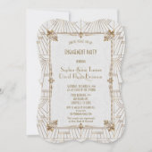 Royal Fleur-de-Lis Art Deco Gold Engagement Party Einladung (Vorderseite)