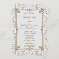 Royal Fleur-de-Lis Art Deco Gold Engagement Party