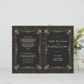 Royal Fleur-de-Lis Art Deco Hochzeitsprogramm der  (Stehend Vorderseite)