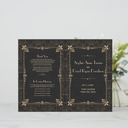 Royal Fleur-de-Lis Art Deco Hochzeitsprogramm der (Stehend Vorderseite)