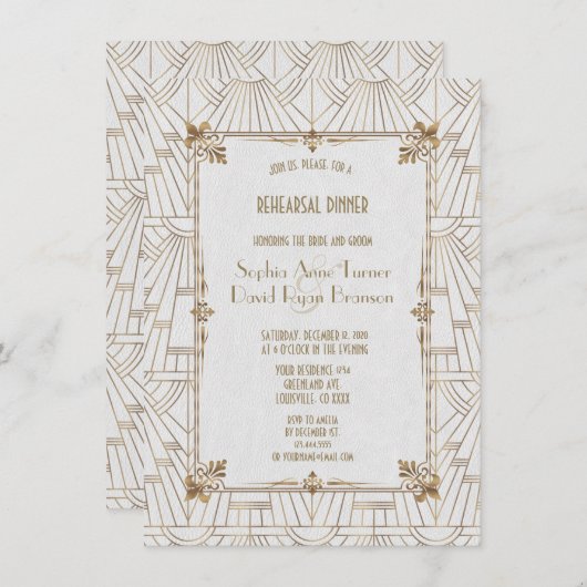 Royal Fleur-de-Lis Art Deco Probe Einladung (Vorne/Hinten)