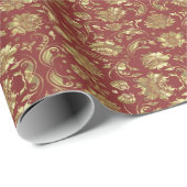 Royal Floral Packpapier Maroon und Gold (Rolleneckpunkt)