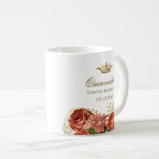 Royal Floral Quinceanera Kaffeetasse (VorderseiteRechts)