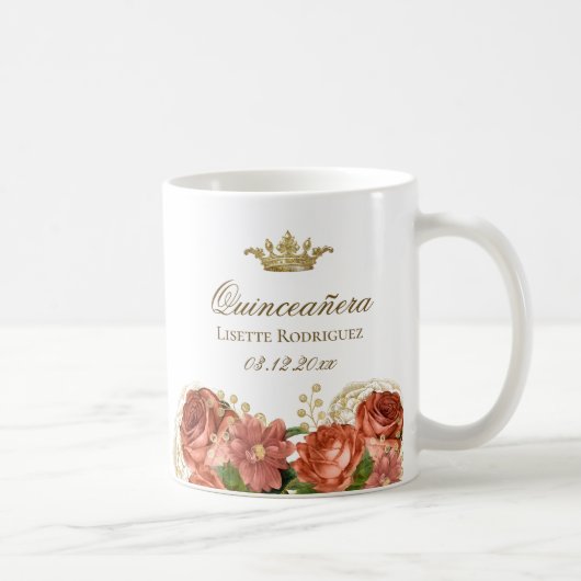Royal Floral Quinceanera Kaffeetasse (Rechts)