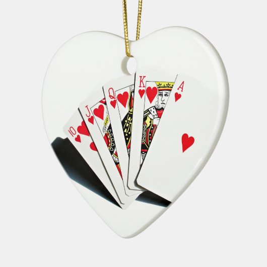 Royal Flush Hearts Keramik Ornament (Links)