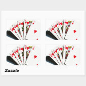 Royal Flush Hearts Rechteckiger Aufkleber (Blatt)