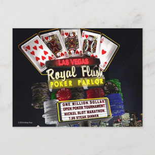 Royal Flush Poker FantaSign Retro Neon Schild Nach Postkarte