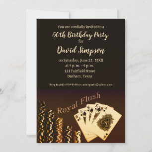 Royal Flush Poker Thema Geburtstagsparty Einladung