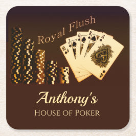 Royal Flush Poker Themed Drinks Coasters Rechteckiger Pappuntersetzer