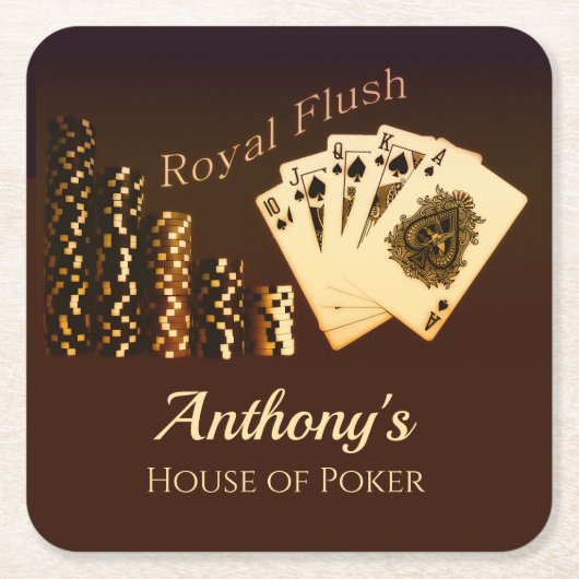 Royal Flush Poker Themed Drinks Coasters Rechteckiger Pappuntersetzer (Vorderseite)