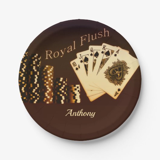 Royal Flush Poker Themed Personalisiert Paper Tell Pappteller (Vorderseite)