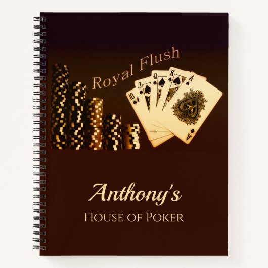 Royal Flush Poker Themed Spiral Notebook Notizblock (Vorderseite)