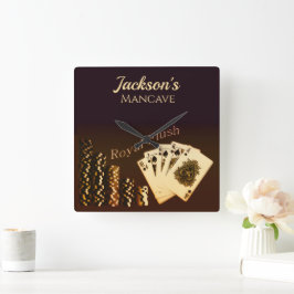 Royal Flush Poker Themed Wall Clock Quadratische Wanduhr