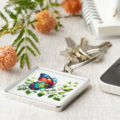 "Royal Flutter: Red and Blue Butterfly Schlüsselan Schlüsselanhänger (Seite)