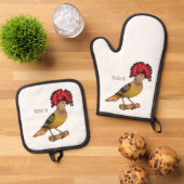 Royal Flycatcher Cartoon Illustration Ofenhandschuh & Topflappen-Set (Oben Unten)