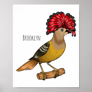 Royal Flycatcher Cartoon Illustration Poster