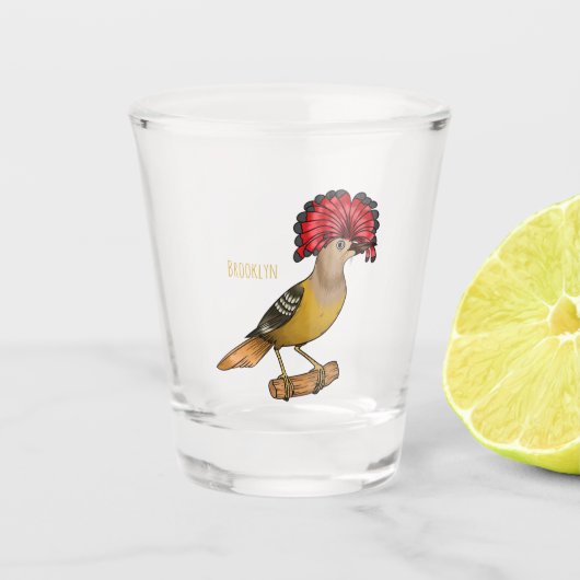 Royal Flycatcher Cartoon Illustration Schnapsglas (Vorderseite)
