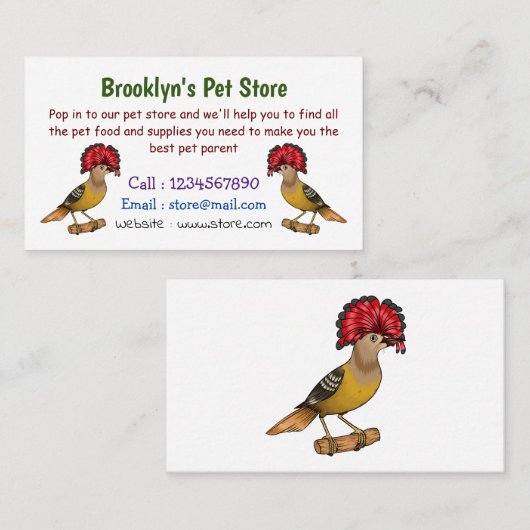 Royal Flycatcher Cartoon Illustration Visitenkarte (Vorne/Hinten)