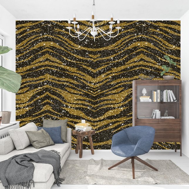 Royal French Sparkle Black and Golden Tigger Print Tapete (Royal French Sparkle black and golden tigger print Wallpaper)