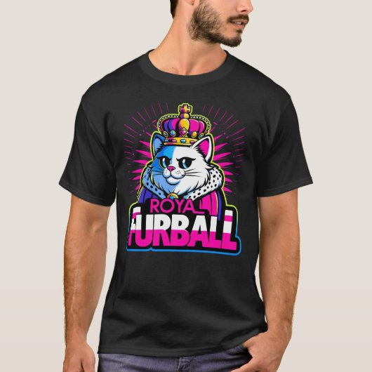 Royal Furball - Extravagante Katze mit Krone T-Shirt (Vorderseite)