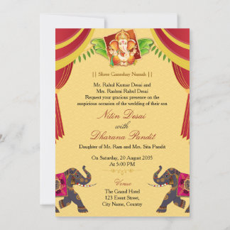 Royal Ganesha Indian Hindu Wedding Invitation Einladung