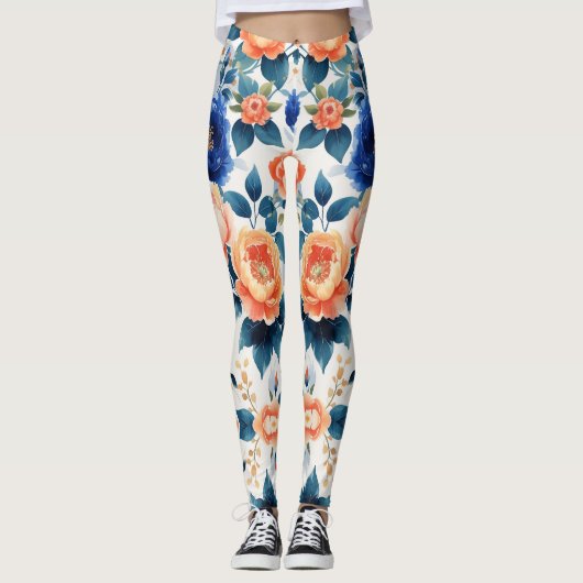 Royal Garden Glow Floral Design Leggings (Vorderseite)