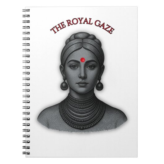 Royal Gaze Indian Queen Minimalist Bold Line Art Notizblock (Vorderseite)