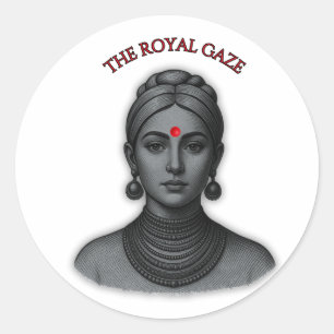 Royal Gaze Indian Queen Minimalistisch Fette Lin Runder Aufkleber