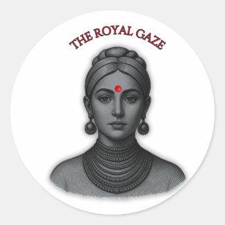 Royal Gaze Indian Queen Minimalistisch Fette Lin Runder Aufkleber