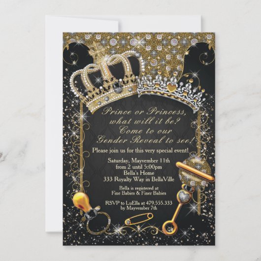 Royal Gender Reveal Dusche Prinz oder Prinzessin Einladung (Vorderseite)