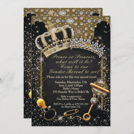 Royal Gender Reveal Dusche Prinz oder Prinzessin Einladung (Vorne/Hinten)