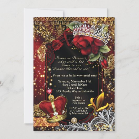 Royal Gender Reveal Duwer Prince oder Prinzessin I Einladung (Vorderseite)