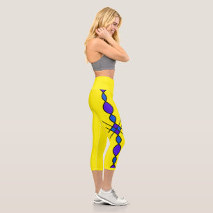 Royal Geometric Stripe, Lila an den Beinen Capri Leggings