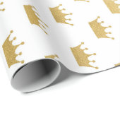 Royal Glam Golden Crown Princess White Vip Geschenkpapier (Rolleneckpunkt)