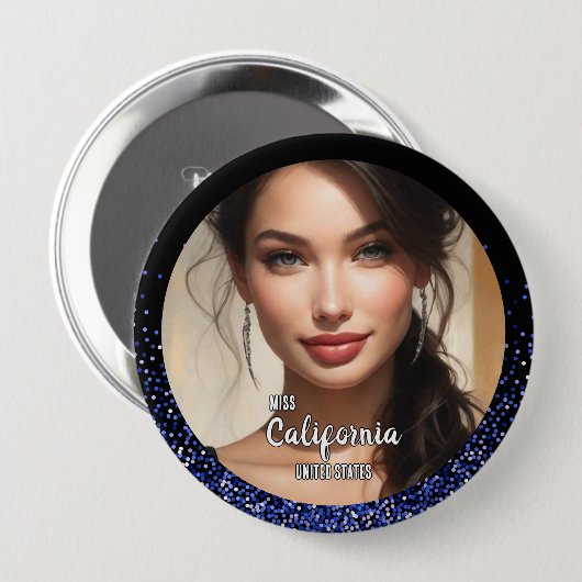 Royal Glitzer Glitz Pageant Foto Button Button (Vorne & Hinten)