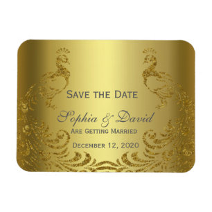 Royal Gold Abstract Pfau Hochzeit SAVE THE DATE Magnet