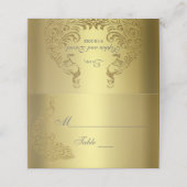 Royal Gold Abstrakt Peacock Wedding Platzkarte (Außenseite Aufgefaltet)