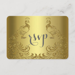 Royal Gold Abstrakt Peacock Wedding RSVP Karte