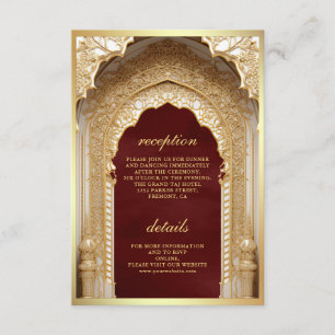 Royal Gold Arch Maroon Wedding Begleitkarte