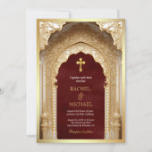 Royal Gold Arch Religious Christlich Maroon Weddin Einladung (Vorderseite)