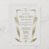 Royal Gold Art Deco Monogram Probe Dinner Einladung (Vorne/Hinten)