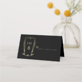 Royal Gold Art Deco Monogram Wedding Platzkarte (Rückseite)