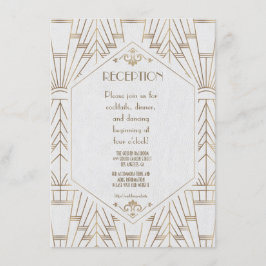 Royal Gold Art Deco Monogram Wedding Reception Begleitkarte