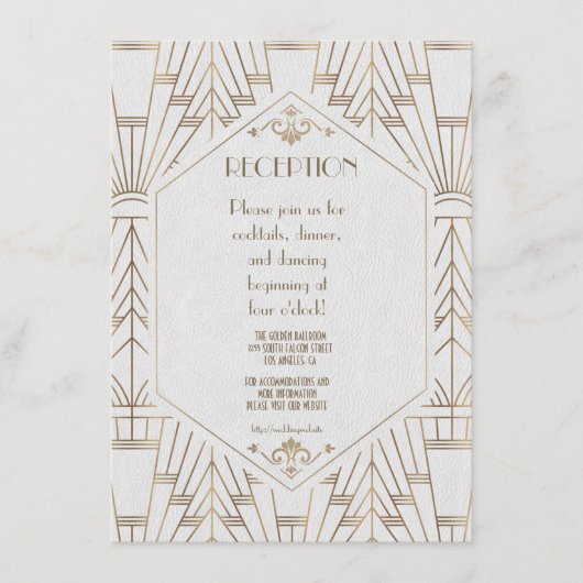 Royal Gold Art Deco Monogram Wedding Reception Begleitkarte (Vorderseite)