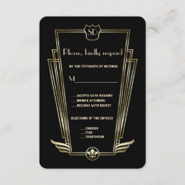 Royal Gold Art Deco Monogram Wedding RSVP