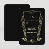 Royal Gold Art Deco Monogram Wedding RSVP Karte (Vorne/Hinten)