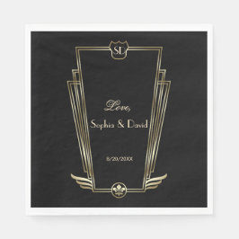 Royal Gold Art Deco Monogram Wedding Serviette