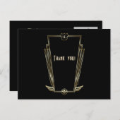 Royal Gold Art Deco Monogram Wedding Vielen Dank Postkarte (Vorne/Hinten)