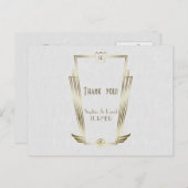 Royal Gold Art Deco Monogram Wedding Vielen Dank Postkarte (Vorne/Hinten)