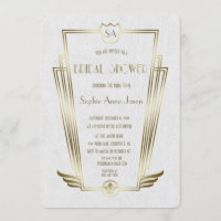 Royal Gold Art Deco Monogram White Brautparty